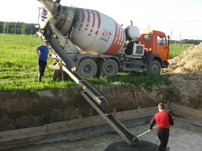 Заливка бетона автомиксером заливка бетона